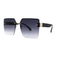 thumbnail image 1 of Womens Rimless Oversize Rectangle 90s Butterfly Sunglasses Gold Black Smoke, 1 of 4
