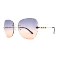 thumbnail image 1 of Womens Rimless Oversized Butterfly Rhinestone Bevel Lens Sunglasses Gold Black Orange, 1 of 4