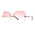 thumbnail image 1 of Womens Rimless Oversized Butterfly Rhinestone Bevel Lens Sunglasses Gold Pink, 1 of 4