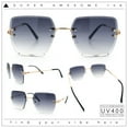 thumbnail image 1 of Womens Rimless Oversized Rectangle Designer Fashion Metal Rim Sunglasses Gold Black - Smoke, 1 of 8