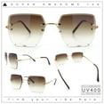 thumbnail image 1 of Womens Rimless Oversized Rectangle Designer Fashion Metal Rim Sunglasses Gold Brown - Brown, 1 of 8