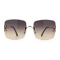 thumbnail image 1 of Womens Rimless Rectangle 90s Designer Sunglasses Gold Black Brown, 1 of 4