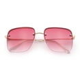 thumbnail image 1 of Womens Rimless Rectangle Rhinestone Heart Jewel Studded Lens Metal Sunglasses Gold - Pink, 1 of 8