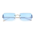 thumbnail image 1 of Womens Rimless Rectangle Serpent Jewel Hinge Metal Rim Sunglasses Gold - Blue, 1 of 8