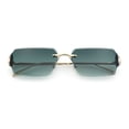 thumbnail image 1 of Womens Rimless Rectangle Serpent Jewel Hinge Metal Rim Sunglasses Gold - Green, 1 of 8