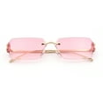 thumbnail image 1 of Womens Rimless Rectangle Serpent Jewel Hinge Metal Rim Sunglasses Gold - Pink, 1 of 6