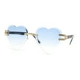 thumbnail image 1 of Womens Rimless Rhinestone Jewel Heart Shape Luxury Sunglasses Gold - Blue, 1 of 4