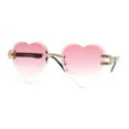 thumbnail image 1 of Womens Rimless Rhinestone Jewel Heart Shape Luxury Sunglasses Gold - Pink, 1 of 4