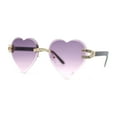 thumbnail image 1 of Womens Rimless Rhinestone Jewel Heart Shape Luxury Sunglasses Gold - Purple, 1 of 4