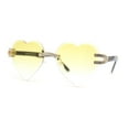 thumbnail image 1 of Womens Rimless Rhinestone Jewel Heart Shape Luxury Sunglasses Gold - Yellow, 1 of 4