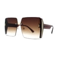 thumbnail image 1 of Womens Rimless Side Glitter Trim Oversize 90s Butterfly Sunglasses Brown Gold, 1 of 4