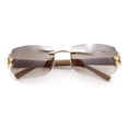 thumbnail image 1 of Womens Rimless Star Rhinestone Jewel Rectangle Wrap Fancy Sunglasses Gold Toffee - Brown, 1 of 9