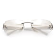 thumbnail image 1 of Womens Rimless Star Rhinestone Jewel Rectangle Wrap Fancy Sunglasses Silver White - Clear, 1 of 9