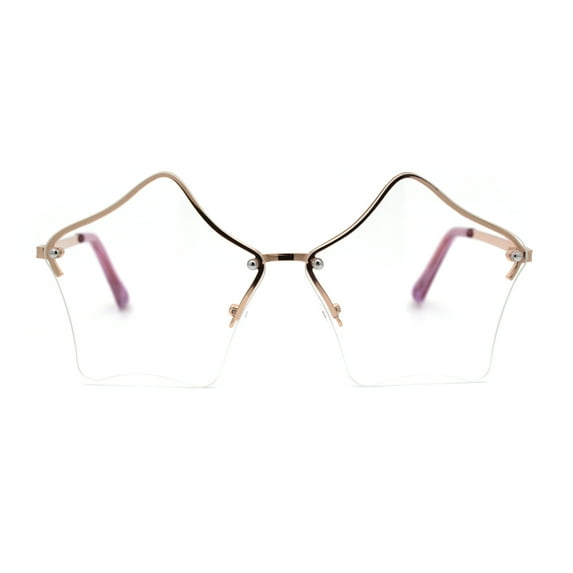 Womens Rimless Star Shape Hippie Groove Pimp Sunglasses Clear