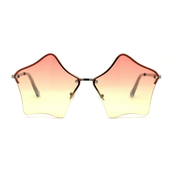 Womens Rimless Star Shape Hippie Groove Pimp Sunglasses Pink Yellow