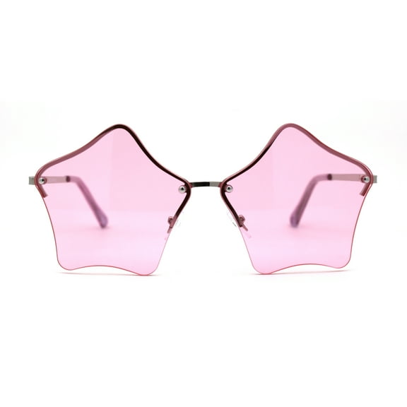 Womens Rimless Star Shape Hippie Groove Pimp Sunglasses Pink
