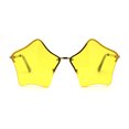 thumbnail image 1 of Womens Rimless Star Shape Hippie Groove Pimp Sunglasses Yellow, 1 of 4