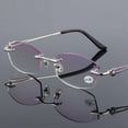 thumbnail image 1 of Womens Rimless Tinted Reading Glasses Blue Light Blocking Readers, 1 of 1