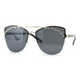 thumbnail image 1 of Womens Rimless Top Brow Trim Rhinestone Cat Eye Sunglasses Gold Black Solid Black, 1 of 4
