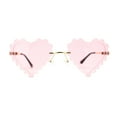 thumbnail image 1 of Womens Rimless Unique Laced Edge Heart Shape Retro Sunglasses Gold Pink, 1 of 4