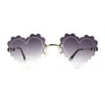 thumbnail image 1 of Womens Rimless Unique Laced Edge Heart Shape Retro Sunglasses Gold Smoke, 1 of 4
