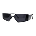 thumbnail image 1 of Womens Rimless Upside Down Half Frame Narrow Rectangular Metal Rim Sunglasses All Black, 1 of 4