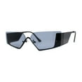 thumbnail image 1 of Womens Rimless Upside Down Half Frame Narrow Rectangular Metal Rim Sunglasses Black Light Black, 1 of 4