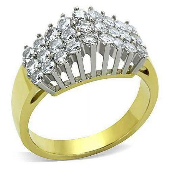 Womens Ring Damond Mountain Stainless Steel Ring with AAA Grade CZ in Clear