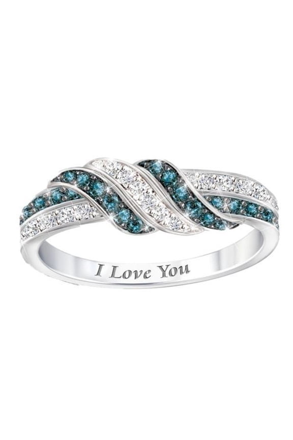 Womens Ring Love You Letter Design Alloy Electroplated Silver Wedding Engagement Anniversary Promise Fashion Jewelry