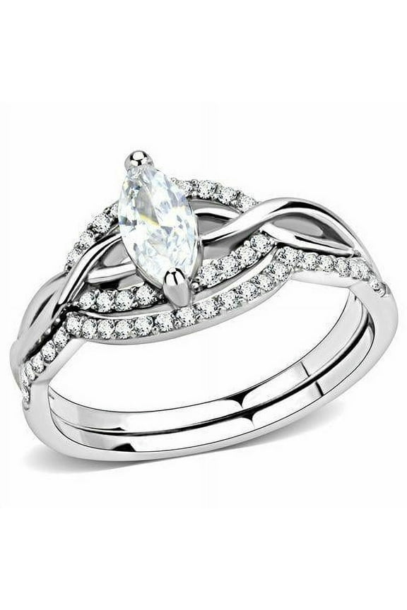 Womens Ring Marquise Cut Stainless Steel Engagement Ring
