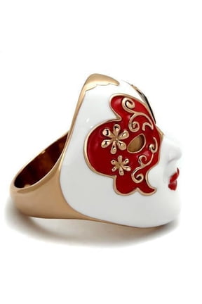 Womens Ring Mask Stainless Steel Ring with Epoxy in Multi Color