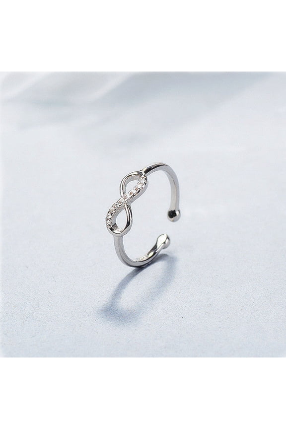 Womens Ring Platinum Plated Diamond 8 Shape Adjustable White Copper White Gold Tone Gift Engagement Anniversary Jewelry