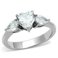 thumbnail image 1 of Womens Ring Stainless Steel Heart & Pear Accents CZ Engagement Promise Wedding Ring, 1 of 3