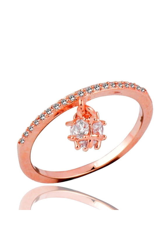 Womens Ring With Zircon Cube Crystal Ball Pendant Electroplated Alloy Fashion Trendy Elegant Design Gift For Her