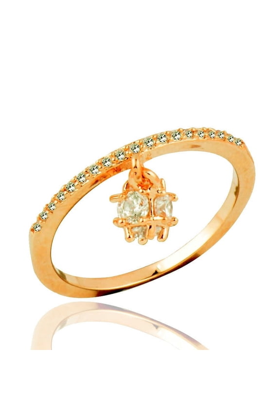Womens Ring With Zircon Cube Crystal Ball Pendant Electroplated Alloy Fashion Trendy Elegant Design Gift For Her
