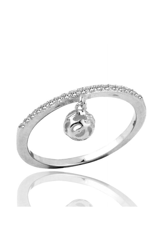 Womens Ring With Zircon Cube Crystal Ball Pendant Electroplated Alloy Fashion Trendy Elegant Design Gift For Her