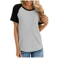 thumbnail image 1 of Womens Ringer Tee Crew Neck Color Block Casual Summer Short Sleeve T Shirt, 1 of 5