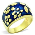 thumbnail image 1 of Womens Rings Blue Golden Flowers Stainless Steel Ring with Epoxy in Capri Blue, 1 of 5