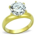 thumbnail image 1 of Womens Rings Gold Solitaire Stainless Steel Ring with AAA Grade CZ in Clear, 1 of 5