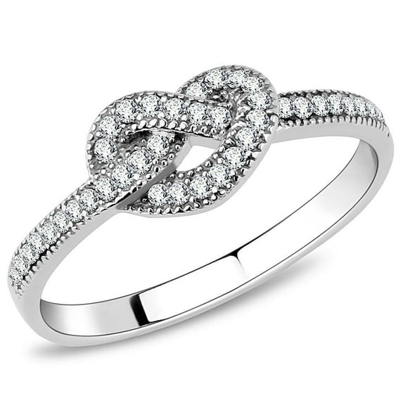 Womens Rings High polished (no plating) 316L Stainless Steel Ring with AAA Grade CZ in Clear DA053