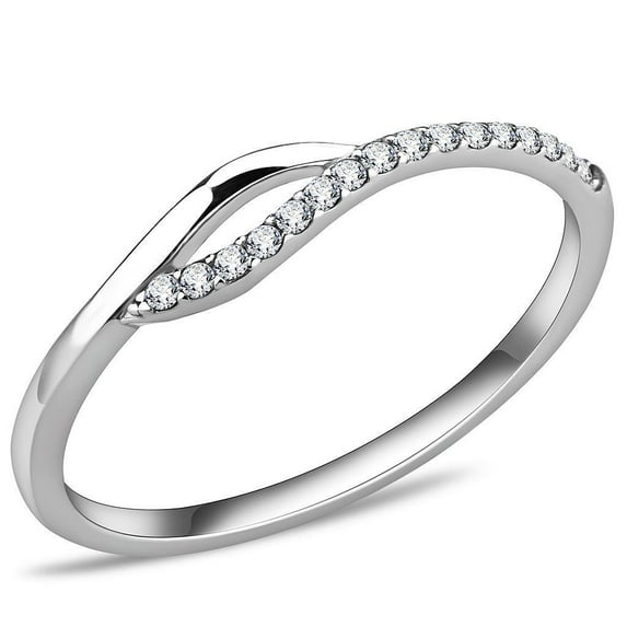 Womens Rings High polished (no plating) 316L Stainless Steel Ring with AAA Grade CZ in Clear DA113