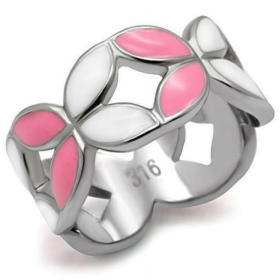 Womens Rings High polished (no plating) 316L Stainless Steel Ring with AAA Grade CZ in Clear TK061