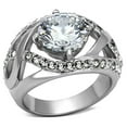 thumbnail image 1 of Womens Rings High polished (no plating) Stainless Steel Ring with AAA Grade CZ in Clear TK1176, 1 of 4