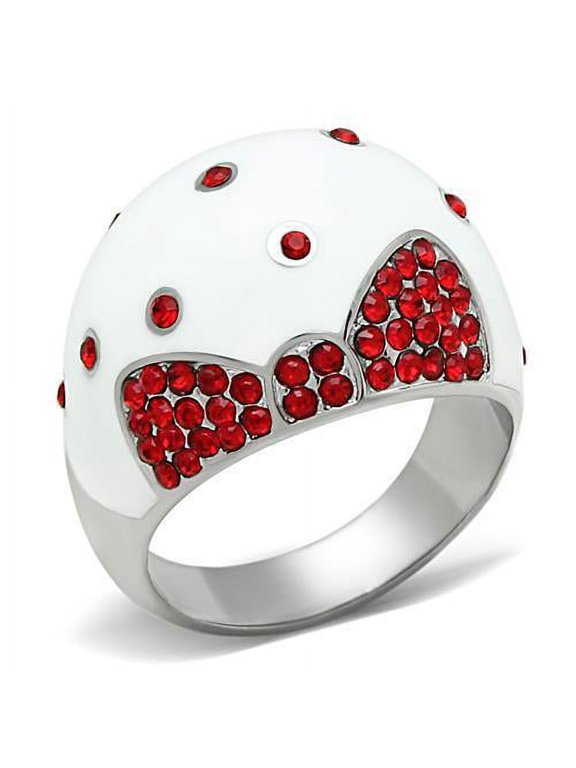 Womens Rings High polished (no plating) 316L Stainless Steel Ring with Top Grade Crystal in Ruby TK260