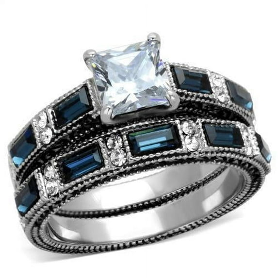 Womens Rings High polished (no plating) Stainless Steel Ring with AAA Grade CZ in Clear TK1829