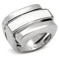 thumbnail image 1 of Womens Rings High polished (no plating) Stainless Steel Ring with Semi-Precious Agate in White TK108, 1 of 5