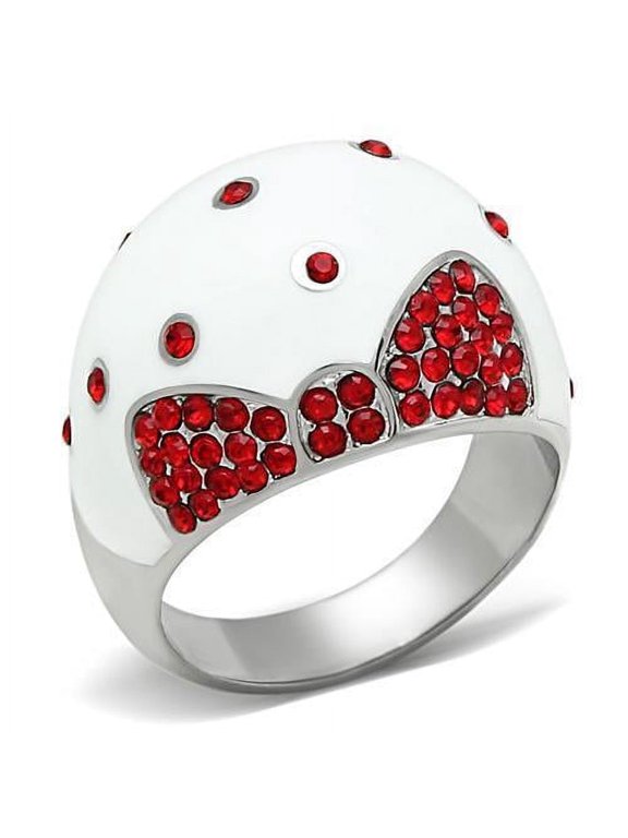 Womens Rings High polished (no plating) Stainless Steel Ring with Top Grade Crystal in Ruby TK260