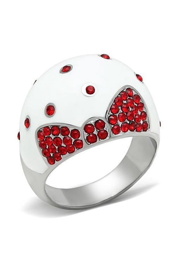 Womens Rings High polished (no plating) Stainless Steel Ring with Top Grade Crystal in Ruby TK260