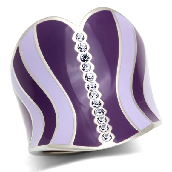 Womens Rings High polished (no plating) Stainless Steel Ring with Top Grade Crystal in Sea Blue TK262