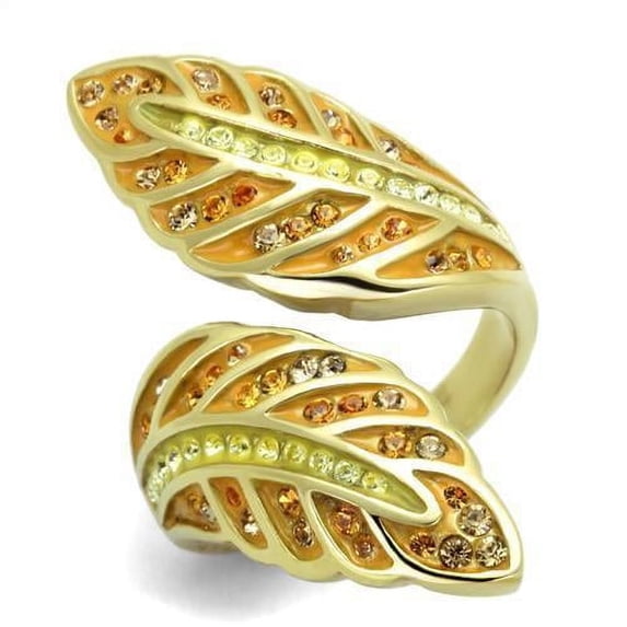 Womens Rings IP Gold(Ion Plating) 316L Stainless Steel Ring with Top Grade Crystal in Multi Color TK1849